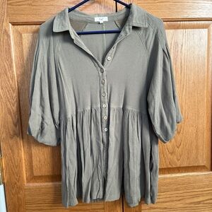 Easel Olive Button-Down Women's Shirt